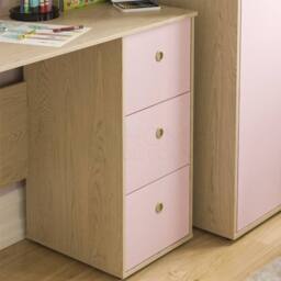 Kelvenix Pink & Oak Computer Desk 3 Drawer Dressing PC Table - Size: 0.6m2 - thumbnail 5