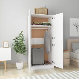 Berkfield Home Wardrobe White 80x52x180 cm Engineered Wood - Size: 80 x 52 x 180 cm - thumbnail 3