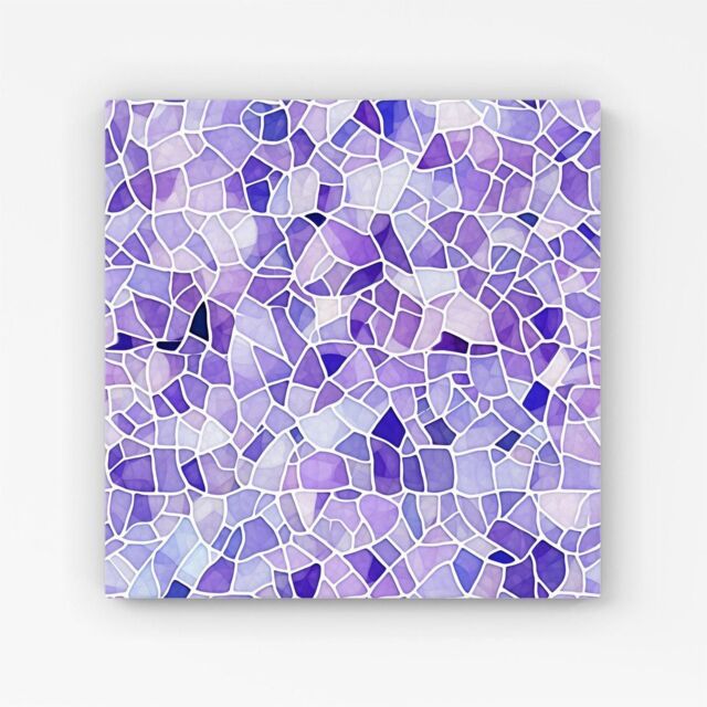 Warren Reed - Designer Purple & White Mosaic Design Canvas - Size: w10 inch x h10 inch - image 1