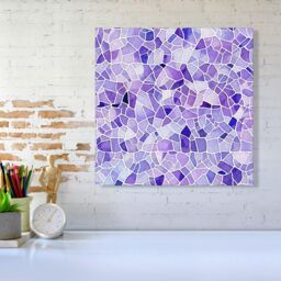 Warren Reed - Designer Purple & White Mosaic Design Canvas - Size: w10 inch x h10 inch - thumbnail 2