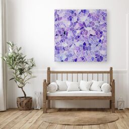 Warren Reed - Designer Purple & White Mosaic Design Canvas - Size: w10 inch x h10 inch - thumbnail 3
