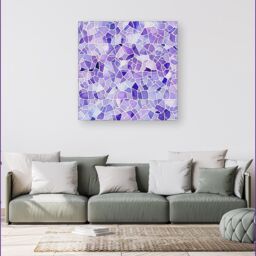 Warren Reed - Designer Purple & White Mosaic Design Canvas - Size: w10 inch x h10 inch - thumbnail 4