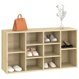 Berkfield Home Shoe Bench Sonoma Oak 103x30x54.5 cm Engineered Wood in Brown - thumbnail 4
