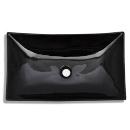 Berkfield Home Ceramic Bathroom Sink Basin Black Rectangular - thumbnail 3