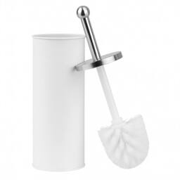 VOGREX White Stainless Steel Toilet Brush Set Matt Holder Cup