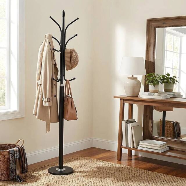 EONLION Black Metal Hat Coat Stand Umbrella Holder - Size: 500mm - image 1
