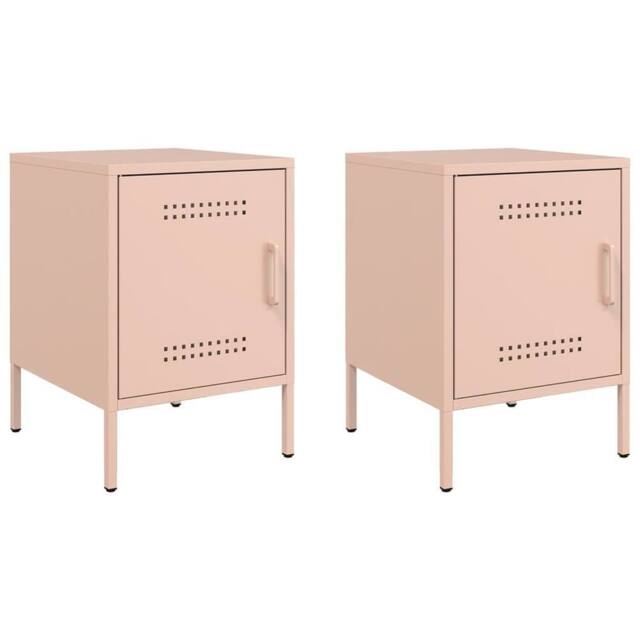 Berkfield Home Bedside Cabinets 2 pcs Pink 36x39x50.5 cm Steel - image 1