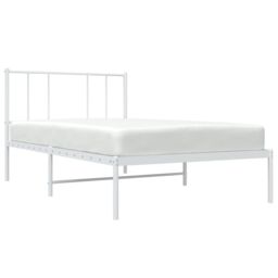 Berkfield Home Metal Bed Frame with Headboard White 90x200 cm - thumbnail 3