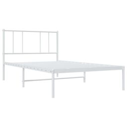 Berkfield Home Metal Bed Frame with Headboard White 90x200 cm - thumbnail 5