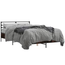 Berkfield Home Bed Frame without Mattress Smoked Oak 135x190 cm Double in Brown - thumbnail 1