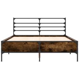 Berkfield Home Bed Frame without Mattress Smoked Oak 135x190 cm Double in Brown - thumbnail 4