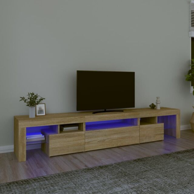 Berkfield Home TV Cabinet with LED Lights Sonoma Oak 215x36.5x40 cm - image 1