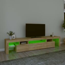 Berkfield Home TV Cabinet with LED Lights Sonoma Oak 215x36.5x40 cm - thumbnail 4