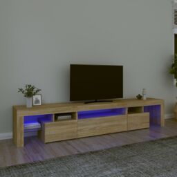 Berkfield Home TV Cabinet with LED Lights Sonoma Oak 215x36.5x40 cm