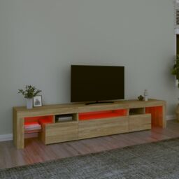 Berkfield Home TV Cabinet with LED Lights Sonoma Oak 215x36.5x40 cm - thumbnail 5