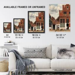 "Artery8 The Little Street Facades Vermeer Vintage Wall Art Print Poster in Red - Size: W24"" x H32""" - thumbnail 3