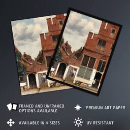 "Artery8 The Little Street Facades Vermeer Vintage Wall Art Print Poster in Red - Size: W24"" x H32""" - thumbnail 2