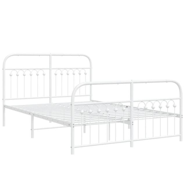 Berkfield Home Metal Bed Frame without Mattress with Footboard White 137x190cm - Size: 137x190 cm - image 1