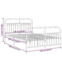 Berkfield Home Metal Bed Frame without Mattress with Footboard White 137x190cm - Size: 137x190 cm - thumbnail 8