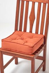 Homescapes Cotton Dining Chair Booster Cushion in Terracotta - Size: 40 cm x 40 cm - thumbnail 1