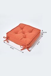 Homescapes Cotton Dining Chair Booster Cushion in Terracotta - Size: 40 cm x 40 cm - thumbnail 2