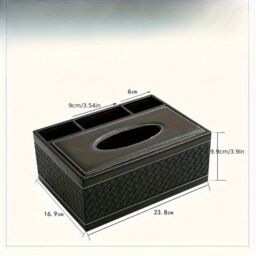Smartbies Leather Tissue Box Multifunctional Organizer - Tissue Box Holder Accessory in Black - Size: Medium - thumbnail 5