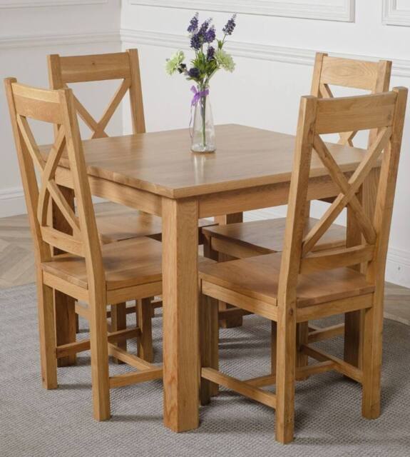 Thats Furniture Oslo 90 x 90 cm Oak Small Dining Table & 4 Berkeley Oak Chairs in Brown - image 1