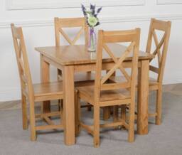 Thats Furniture Oslo 90 x 90 cm Oak Small Dining Table & 4 Berkeley Oak Chairs in Brown - thumbnail 3