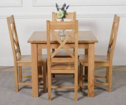 Thats Furniture Oslo 90 x 90 cm Oak Small Dining Table & 4 Berkeley Oak Chairs in Brown - thumbnail 2
