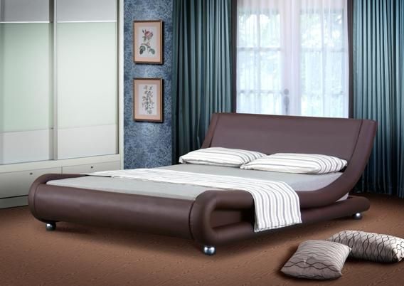 Comfy Living Ltd Italian Style Faux Leather Bedframe in Brown - Size: King