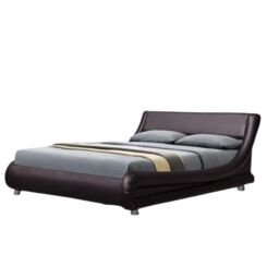 Comfy Living Ltd Italian Style Faux Leather Bedframe in Brown - Size: King - thumbnail 2