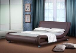 Comfy Living Ltd Italian Style Faux Leather Bedframe in Brown - Size: King - thumbnail 1