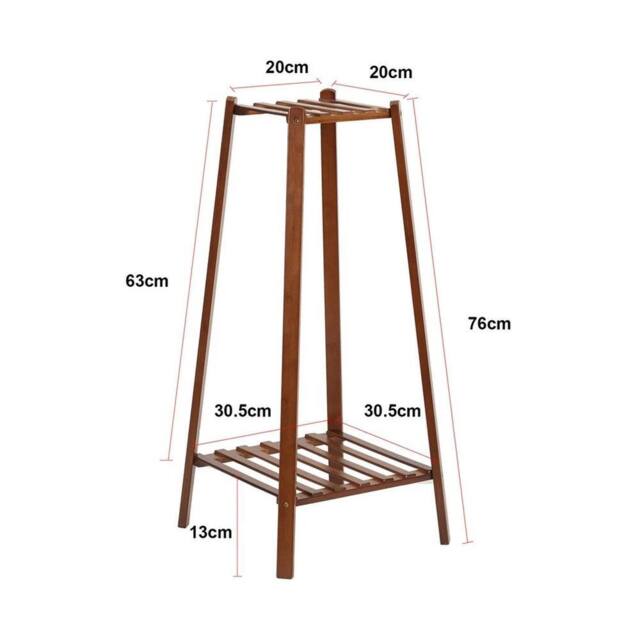 NESTLUNE 2tier Tall Bamboo Plant Stand Pot Holder Shelf in Brown - Size: 100 cm x 15 cm - image 1