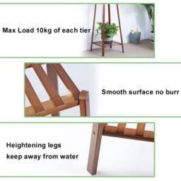 NESTLUNE 2tier Tall Bamboo Plant Stand Pot Holder Shelf in Brown - Size: 100 cm x 15 cm - thumbnail 5