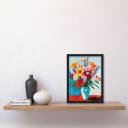 "Artery8 Colourful Spring Flower Bouquet Vibrant Painting Framed Art Print - Size: W12"" x H16""" - thumbnail 4