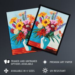 "Artery8 Colourful Spring Flower Bouquet Vibrant Painting Framed Art Print - Size: W12"" x H16""" - thumbnail 2