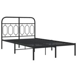 Berkfield Home Metal Bed Frame without Mattress with Headboard Black 120x200cm - Size: Small Double - thumbnail 3