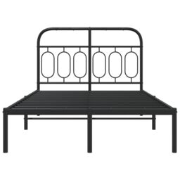 Berkfield Home Metal Bed Frame without Mattress with Headboard Black 120x200cm - Size: Small Double - thumbnail 4