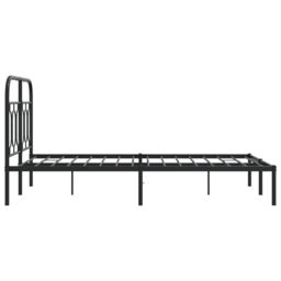 Berkfield Home Metal Bed Frame without Mattress with Headboard Black 120x200cm - Size: Small Double - thumbnail 5