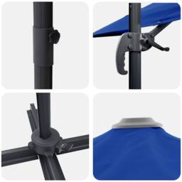 Berkfield Home Modern Cantilever Roma Parasol Azure Blue 286x285x265 cm Aluminium - Size: 286 x 285 x 265 cm - thumbnail 9