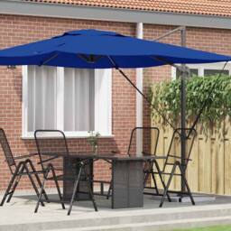 Berkfield Home Modern Cantilever Roma Parasol Azure Blue 286x285x265 cm Aluminium - Size: 286 x 285 x 265 cm - thumbnail 2