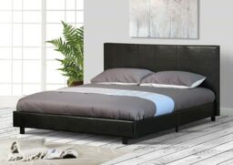Comfy Living Ltd Modern Faux Leather Upholstered Bedframe in Black - Size: King - thumbnail 1