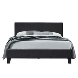 Comfy Living Ltd Modern Faux Leather Upholstered Bedframe in Black - Size: King - thumbnail 2