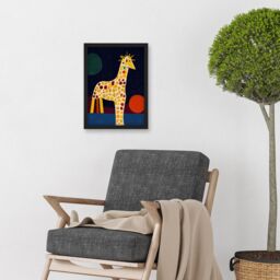 Artery8 Abstract Giraffe Surreal Cubism Artwork Framed Wall Art Print A4 in Black - thumbnail 2