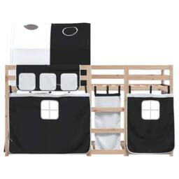 Berkfield Home Elegant Bunk Bed without Mattress White&Black 80x200 cm Solid Woo in Black - thumbnail 5