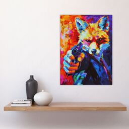 "Artery8 Fox Secret Agent Vibrant Conceptual Art Portrait Wall Art Print in Orange - Size: W24"" x H32""" - thumbnail 4