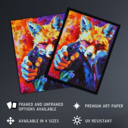 "Artery8 Fox Secret Agent Vibrant Conceptual Art Portrait Wall Art Print in Orange - Size: W24"" x H32""" - thumbnail 2