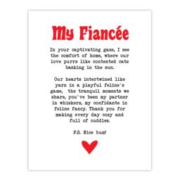 "Artery8 Love Poem Cat Lover Fiancée Romantic Poetry Fun Wall Art Print in White - Size: W24"" x H32""" - thumbnail 1