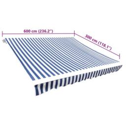 Berkfield Home Durable Awning Top Sunshade Canvas Blue & White 6 x 3 m - thumbnail 5