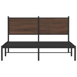 Berkfield Home Metal Bed Frame without Mattress Brown Oak 140x200 cm - thumbnail 5